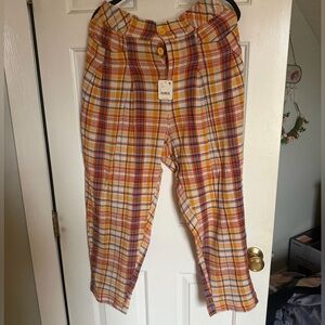 Free People Multicolor Plaid Cropped Pants